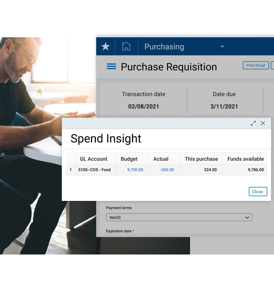 purchase order with complete visibility Intacct